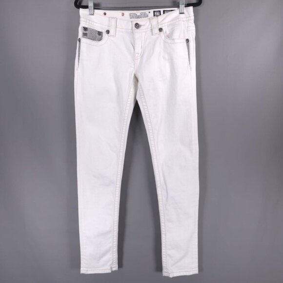 MISS ME SIGNATURE SKINNY White Jeans Embroidered JP7607S WT 01 Size 27 - Picture 1 of 14